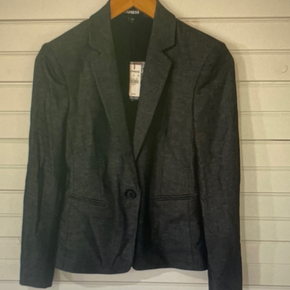 Express Charcoal Gray Single-Button Blazer